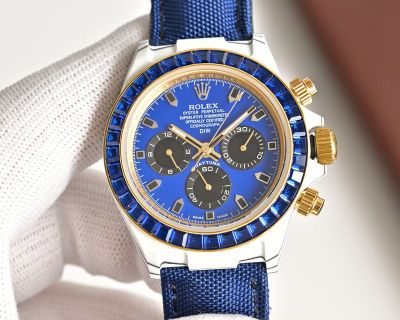 Rolex Daytona Carbon 40*12.4mm Mingzhu Movement Hand-woven Fiber Straps Blue/White Watch